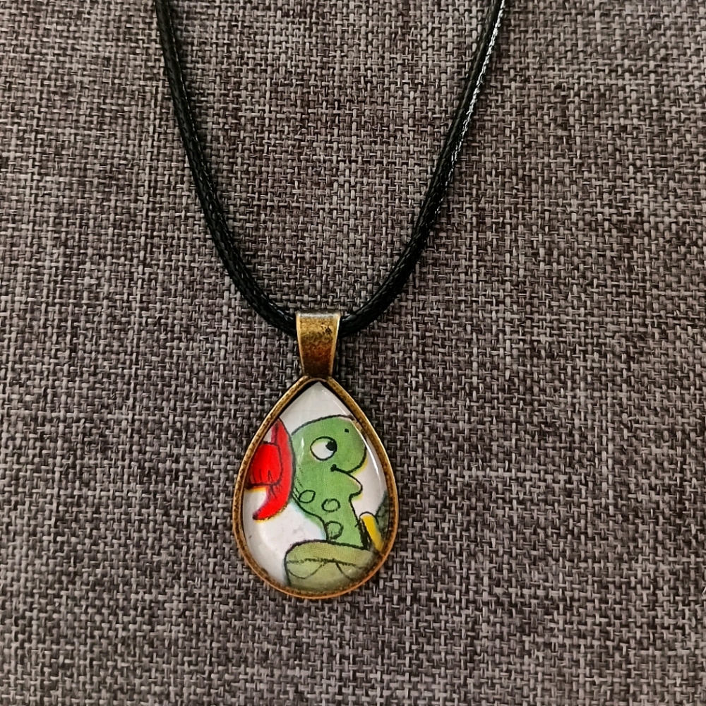 Richard Scarry turtle book page necklace